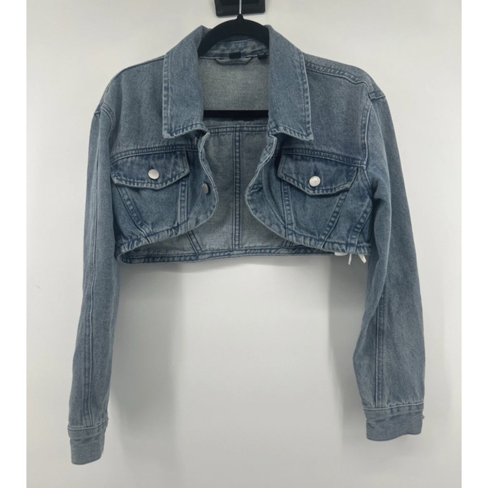 Windsor Ultra Cropped Denim Jacket Sz M NWOT Y2K Cyber Grunge Baddie Streetwear